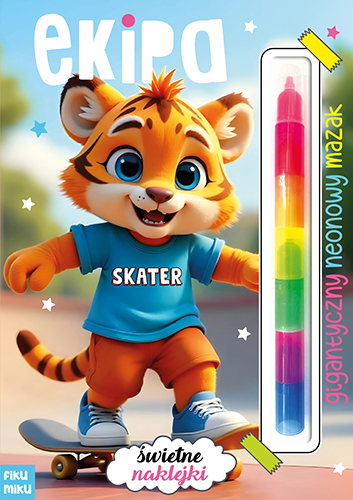 Kolorowanka Łamigłówki logiczne F&amp;E FIKU MIKU z neonowym pisakiem na tle ilustracji zwierząt