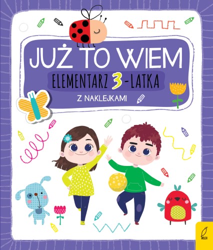 Elementarz 3-latka z naklejkami Wilga, okładka książki z zadaniami dla przedszkolaków