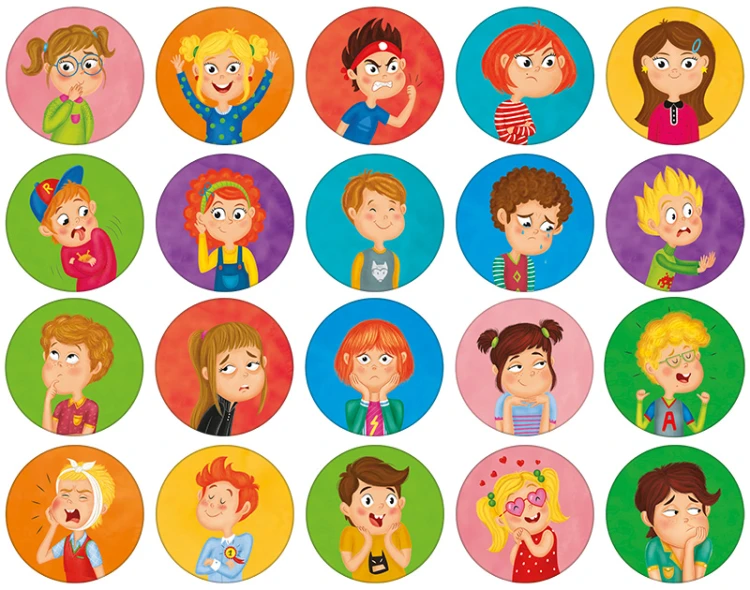 Karty emocji z gry Memory Emocje ADAMIGO - różne wyrazy twarzy i uczucia