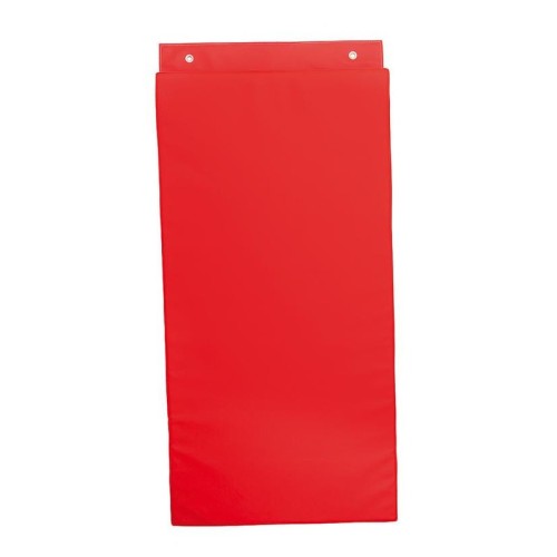 Czerwony materac ścienny 120 x 60 x 3,5 cm z ekoskórowym pokryciem i otworami montażowymi, widok z przodu