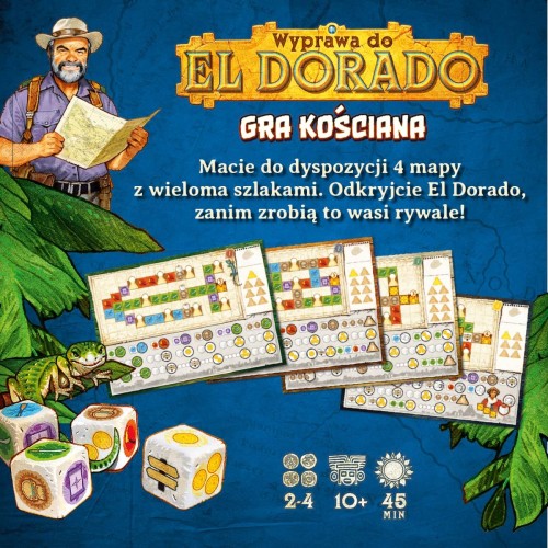 Elementy gry Wyprawa do El Dorado NASZA KSIĘGARNIA: mapy, kostki, plansza i instrukcje