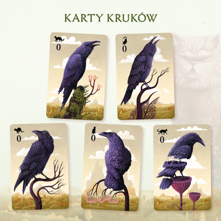 Karty gry Koty - szczegółowy widok postaci i symboli