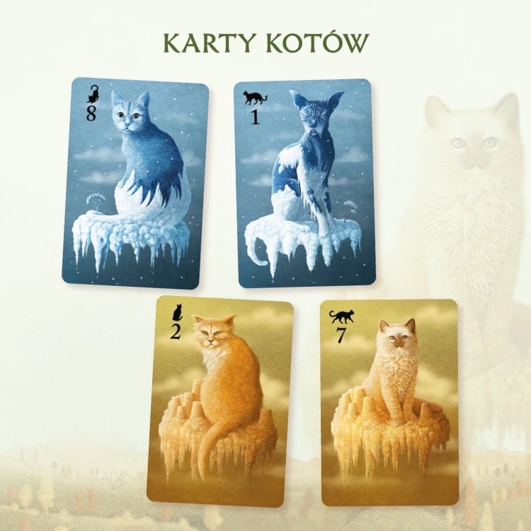 Zbliżenie na ilustracje kart z gry Koty od NASZA KSIĘGARNIA