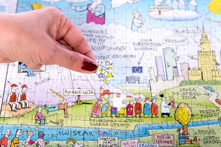 Cały obraz po ułożeniu puzzli A to Polska właśnie autorstwa Andrzeja Mleczki