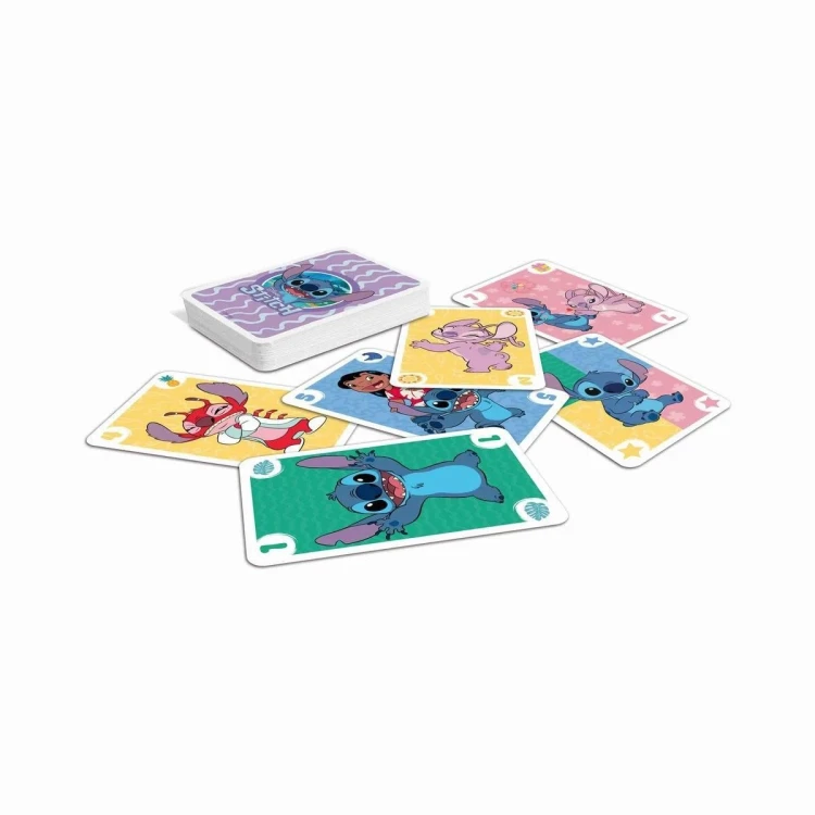 Elementy zestawu Stitch Kalejdoskop Gier Cartamundi – detale kart i plansz