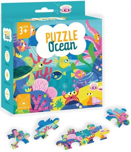 Zestaw puzzli edukacyjnych Ocean KANGUR – widok elementów i obrazek