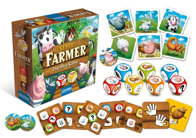 Superfarmer The Dice Game – gra kościana GRANNA z kartami i kośćmi w pudełku