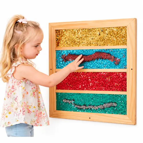 Tablica sensoryczna z cekinami TTS 50 × 50 cm do rysowania wzorów paktoo pl.webp