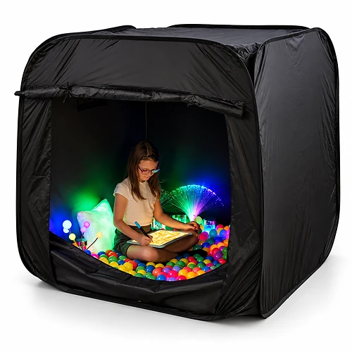 Namiot sensoryczny pop-up TTS 142 × 142 × 142 cm – czarny paktoo pl.webp
