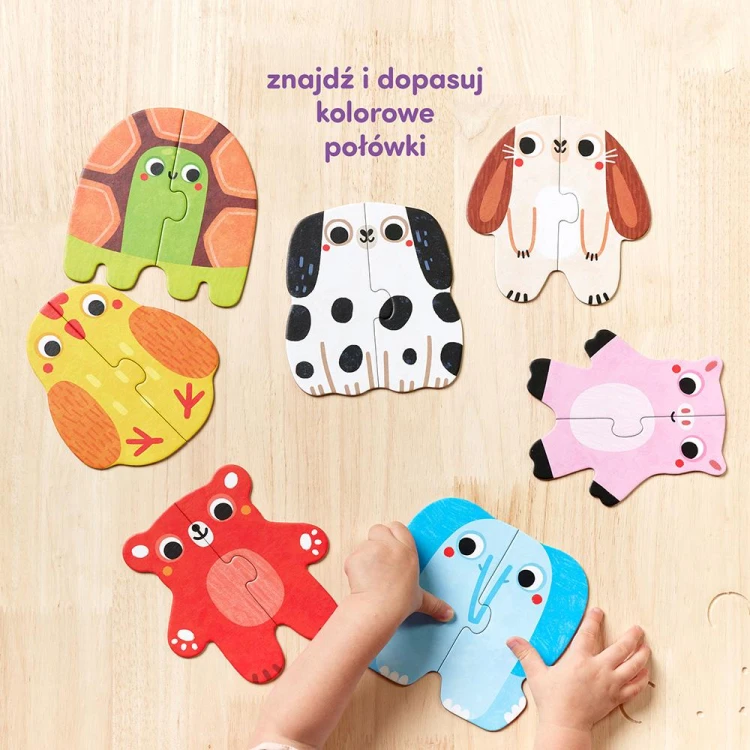Dwuelementowe puzzle Bright Junior Media przedstawiające zwierzątka do ułożenia