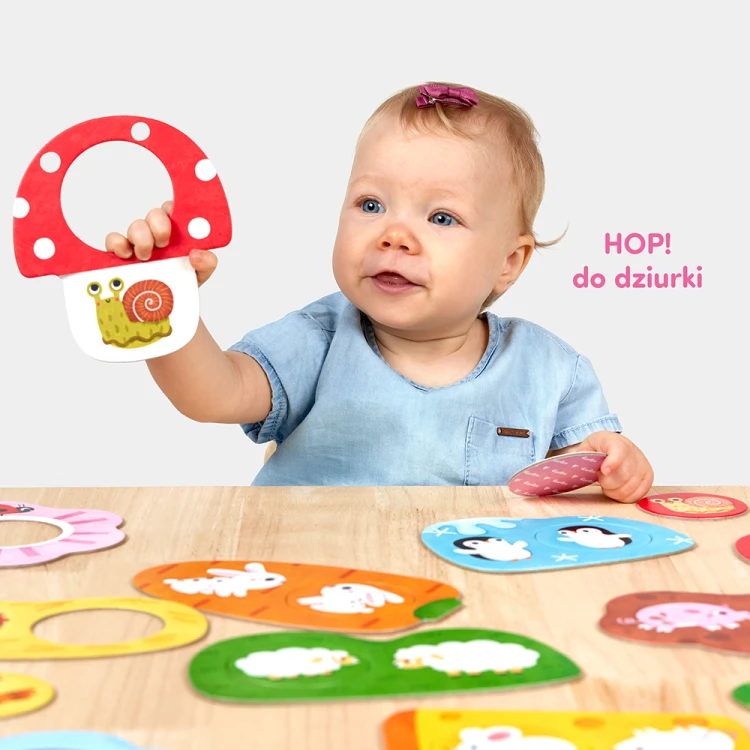 Puzzle Przyjaciele Bright Junior Media, pomysł na dopasowywanie zwierzątek i tabliczek