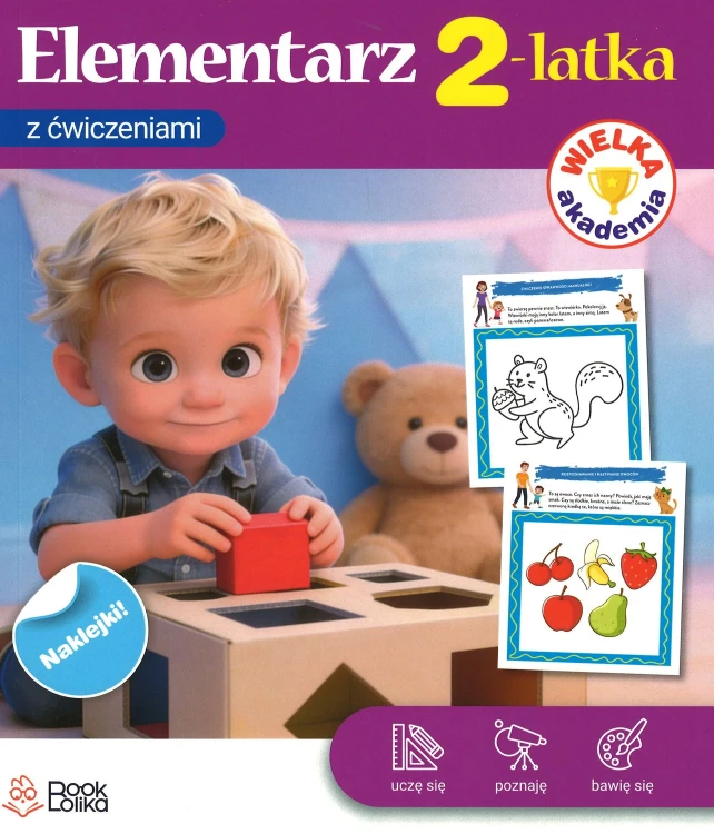 Elementarz 2-latka Bookolika z kolorowymi ilustracjami i zadaniami do wspólnej nauki