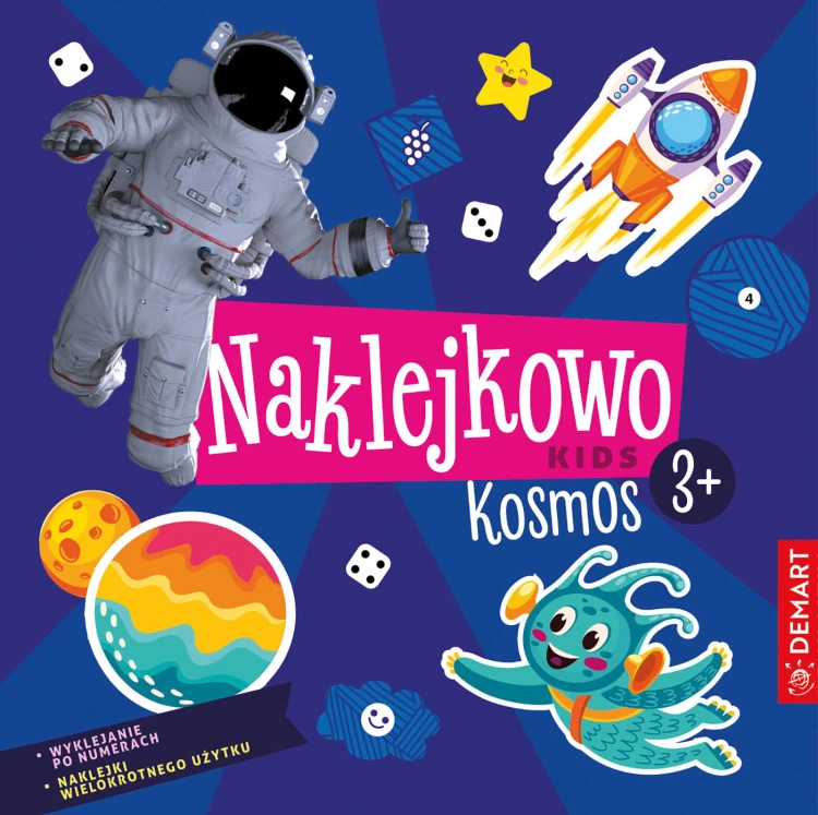 Książeczka z naklejkami o kosmosie DEMART dla dzieci od 3 lat