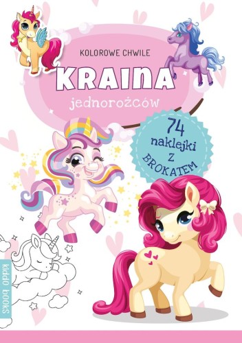 Kraina jednorożców Kiddo Books – okładka 16-stronicowej kolorowanki dla dzieci