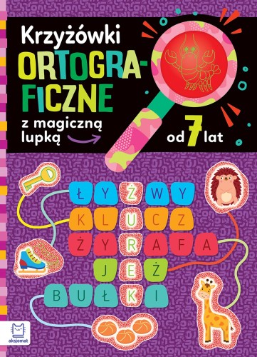 Krzyżówki ortograficzne z magiczną lupką AKSJOMAT dla dzieci, książka z łamigłówkami
