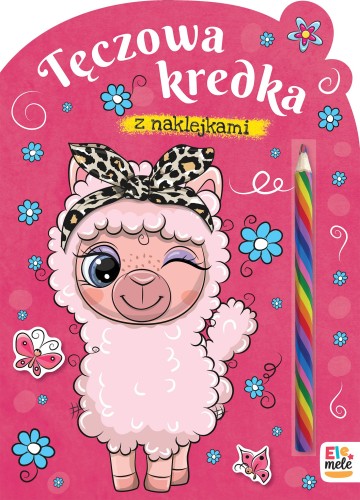 Kolorowanka Lama. Tęczowa kredka EleMele z wielokolorową kredką i ilustracjami do kolorowania