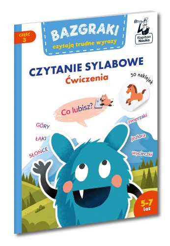 Zeszyt Bazgraki czytają trudne wyrazy Kapitan Nauka do ćwiczeń sylabowych z naklejkami