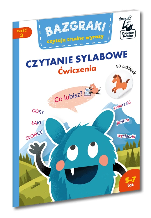 Zeszyt Bazgraki czytają trudne wyrazy Kapitan Nauka do ćwiczeń sylabowych z naklejkami