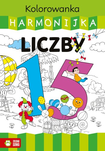 Kolorowanka harmonijka Liczby Zielona Sowa, rozkładana książeczka do kolorowania i nauki liczb