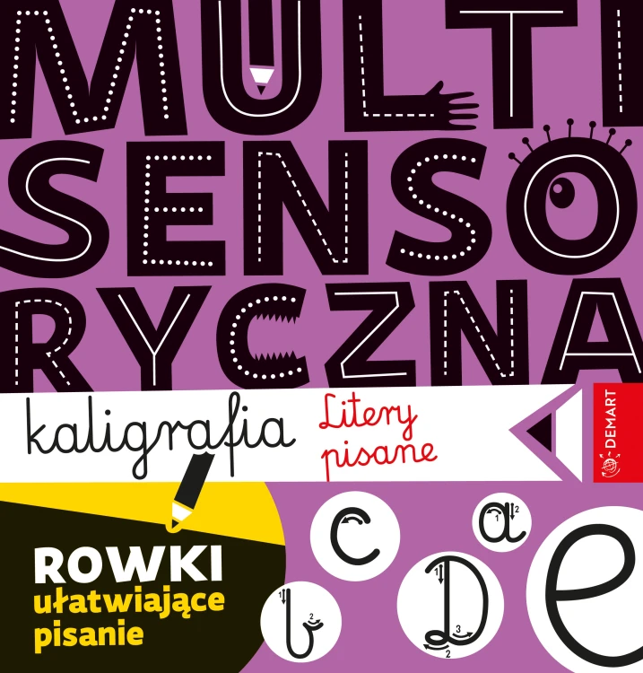 Multisensoryczna kaligrafia DEMART – książka z wytłoczonymi literami pisanymi i sylabami