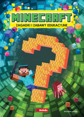 Książka Minecraft. Zagadki edukacyjne Wydawnictwa RM – okładka publikacji z łamigłówkami dla dzieci