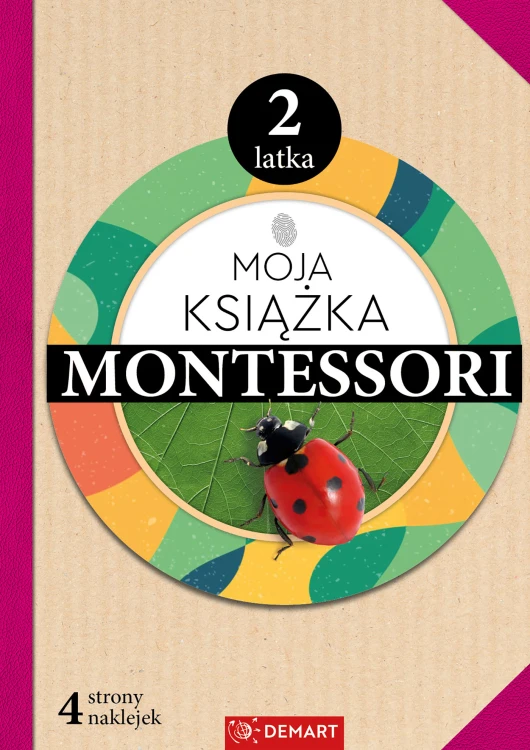 Książka Montessori DEMART dla 2-latka z zadaniami, łamigłówkami i naklejkami