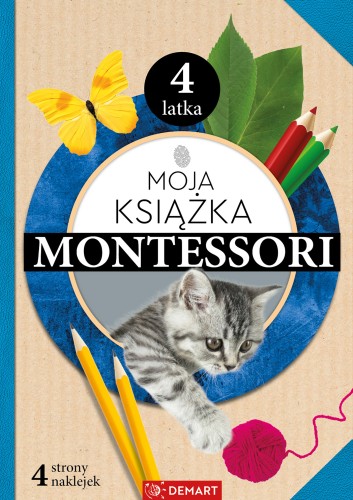 Książka Montessori dla 4-latka DEMART z zadaniami, łamigłówkami, naklejkami i kartami do wycinania