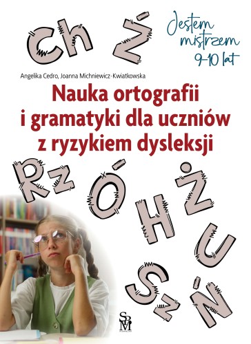 Nauka ortografii i gramatyki SBM — okładka książki z ćwiczeniami dla uczniów w wieku 9–10 lat