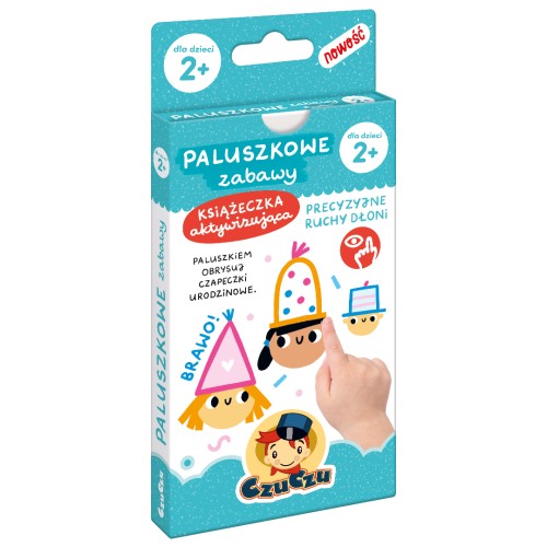 Paluszkowe zabawy CzuCzu 2+ Bright Junior Media, książeczka harmonijka z obrazkowymi zadaniami dla dzieci