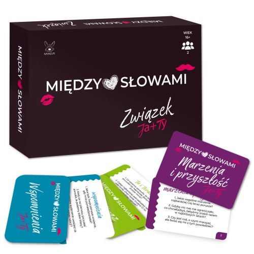 Gra karciana Między Słowami. Związek KANGUR dla par, z pytaniami do rozmów i budowania relacji
