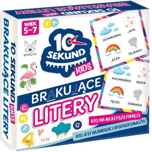 Karty edukacyjne 10 Sekund Kids KANGUR do wyszukiwania brakujących liter w wyrazach