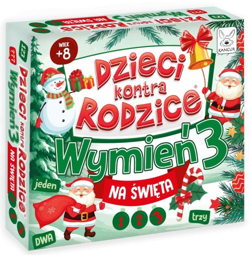 Dzieci kontra Rodzice Wymień 3! KANGUR, świąteczna gra z planszą dłuższą niż 60 cm