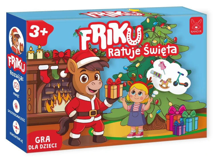 Świąteczna gra KANGUR z wyszukiwaniem prezentów i zabawą obrazkami