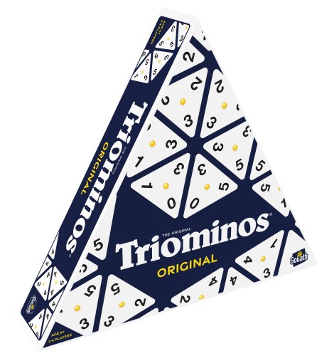 Triominos Original GOLIATH z trójkątnymi kamieniami do rodzinnej gry logicznej dla 2–4 graczy