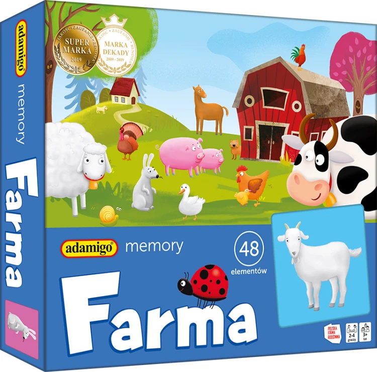Memory Farma ADAMIGO, gra pamięciowa ze zwierzętami i kolorowymi ilustracjami