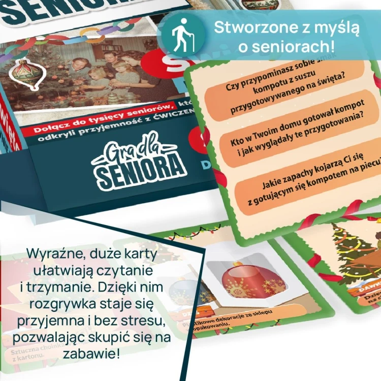 Świąteczna gra karciana KANGUR dla seniorów o wspomnieniach i zmieniających się zwyczajach