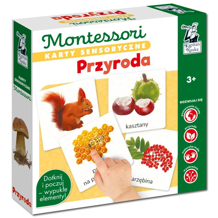 Montessori Przyroda Edgard PAP, karty sensoryczne z realistycznymi ilustracjami natury