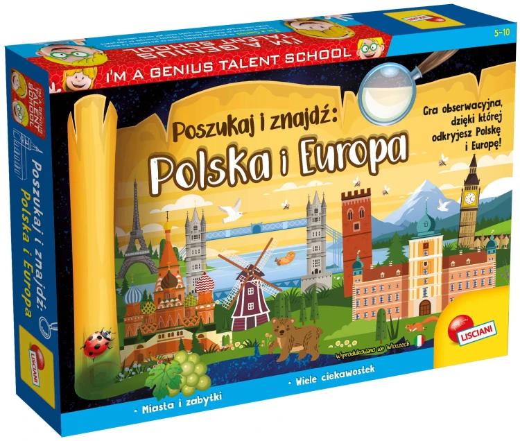 Poszukaj i znajdź Polska i Europa Lisciani – edukacyjna gra geograficzna z mapami