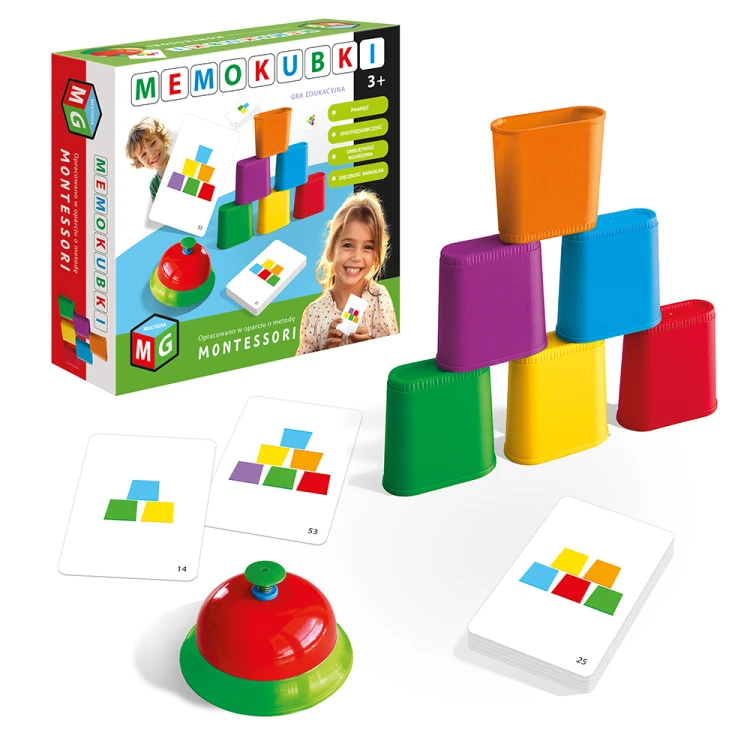Memokubki Montessori MULTIGRA – edukacyjna gra z kubkami rozwijająca pamięć dzieci