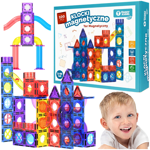 Klocki magnetyczne Smily Play w kolorowych, przezroczystych elementach do budowania 3D