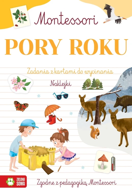 Zeszyt Montessori Pory roku ZIELONA SOWA z naklejkami i elementami do wycinania