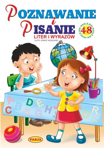 Nauka pisania liter i wyrazów Pasja, książka edukacyjna z ćwiczeniami i naklejkami