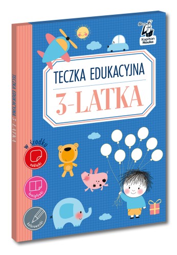 Teczka edukacyjna 3-latka Kapitan Nauka z elementarzem, ćwiczeniami i kolorowymi naklejkami