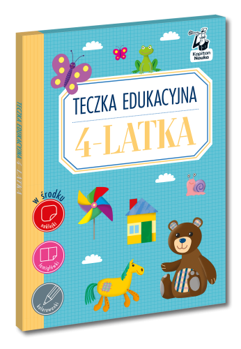 Teczka edukacyjna 4-latka Kapitan Nauka z elementarzem, ćwiczeniami i kolorowymi naklejkami