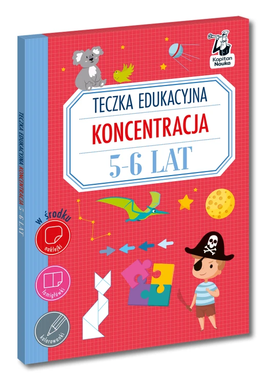 Teczka edukacyjna Koncentracja Kapitan Nauka z kolorowymi zadaniami dla dzieci 5–6 lat