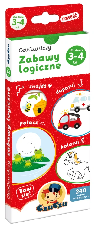 CzuCzu Uczy. Zabawy logiczne dla dzieci 3–4 lata Bright Junior Media, książeczka z 240 zadaniami