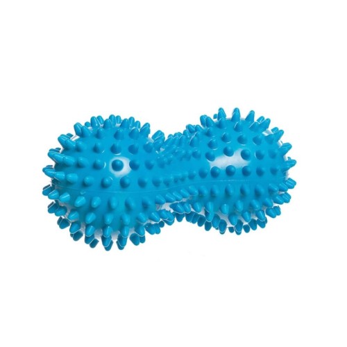 Podwójna piłka sensoryczna Duoball DRFIT 15 cm, niebieska, z wypustkami do masażu