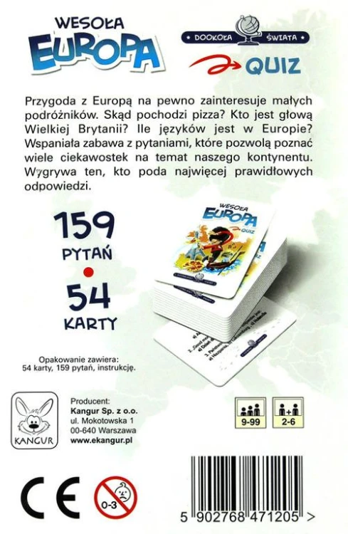 Gra edukacyjna KANGUR o Europie z pytaniami i ciekawostkami geograficznymi