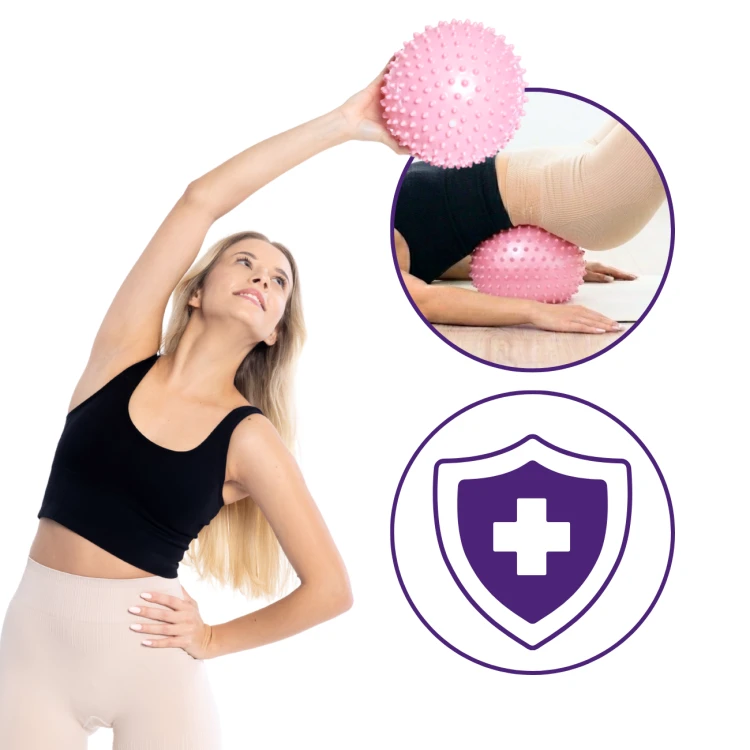 Różowa piłka DRFIT z wypustkami do aktywności sensorycznej i ćwiczeń w domu