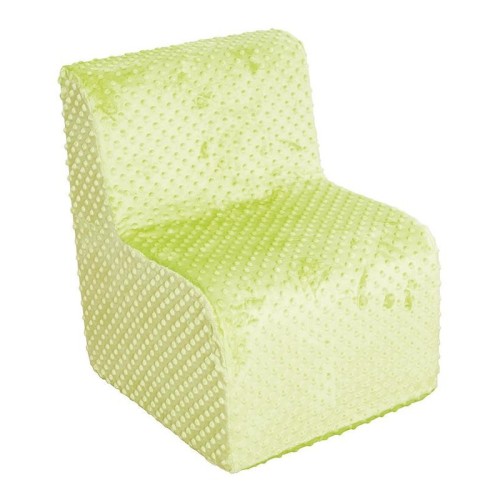 Krzesełko Soft Hill zielone, ujęcie z przodu i góry pokazujące wysokość siedziska 30 cm oraz głębokość siedziska 30 cm